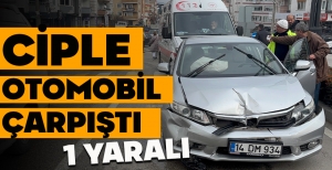 BOLU'DA DÖNEL KAVŞAKTA CİPLE OTOMOBİL ÇARPIŞTI: 1 YARALI