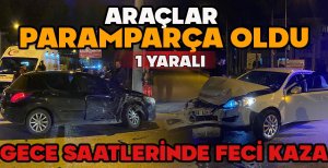 BOLU'DA GECE SAATLERİNDE FECİ KAZA... ARAÇLAR PARAMPARÇA OLDU... 1 YARALI