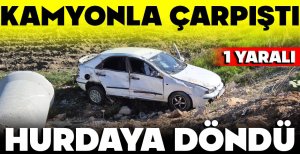 BOLU'DA KAMYONLA ÇARPIŞAN OTOMOBİL, ŞARAMPOLE UÇTU... FECİ KAZADA 1 YARALI...