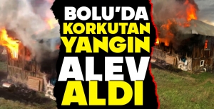 BOLU'DA KORKUTAN YANGIN... 2 KATLI EV ALEV ALEV YANDI...