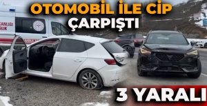 BOLU'DA OTOMOBİL İLE CİP ÇARPIŞTI: 3 YARALI