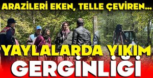 BOLU'DA YAYLALARDA YIKIM GERGİNLİĞİ... ARAZİLERİ EKEN, TELLE ÇEVİREN...