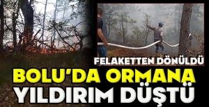 BOLU’DA ORMANA YILDIRIM DÜŞTÜ... FELAKETTEN DÖNÜLDÜ