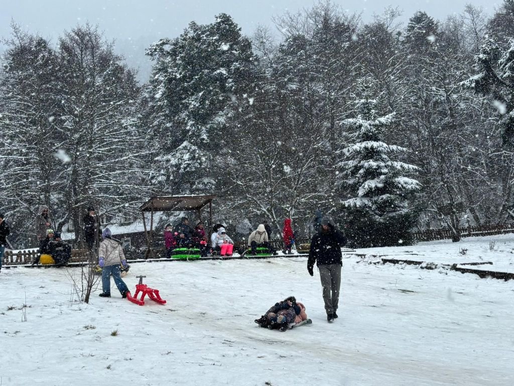 GÖLCÜK'TE KAR YAĞIŞININ TADINI KAYARAK ÇIKARDILAR