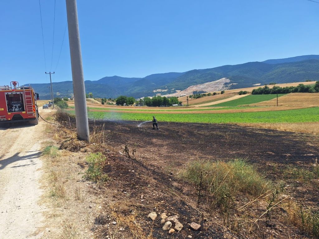 TRAFODAN ÇIKAN KIVILCIMLAR ARPA EKİLİ TARLAYI YAKTI