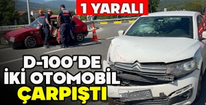 D-100’DE İKİ OTOMOBİL ÇARPIŞTI: 1 YARALI
