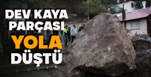 DEV KAYA PARÇASI YOLA DÜŞTÜ