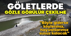 GÖLETLERDE GÖZLE GÖRÜLÜR ÇEKİLME: "BÖYLE GİDERSE KÖYLERİMİZ, HAYVANLARIMIZ SUSUZ KALACAK"