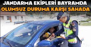 JANDARMA EKİPLERİ BAYRAMDA OLUMSUZ DURUMA KARŞI SAHADA