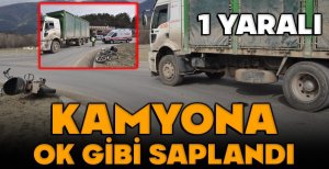 KAMYONA OK GİBİ SAPLANDI:1 YARALI
