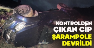 KONTROLDEN ÇIKAN CİP ŞARAMPOLE DEVRİLDİ: 1 YARALI