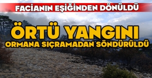 ÖRTÜ YANGINI ORMANA SIÇRAMADAN SÖNDÜRÜLDÜ