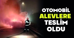 OTOMOBİL ALEVLERE  TESLİM OLDU