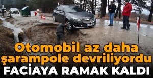 OTOMOBİL AZ KALSIN DEVRİLİYORDU...