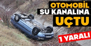 OTOMOBİL SU KANALINA UÇTU: 1 YARALI