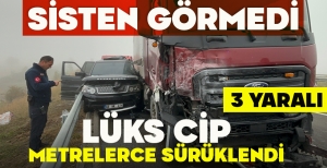SİSTEN GÖRMEDİ, LÜKS CİP METRELERCE SÜRÜKLENDİ: 3 YARALI