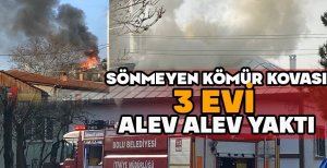 SÖNMEYEN KÖMÜR KOVASI 3 EVİ ALEV ALEV YAKTI