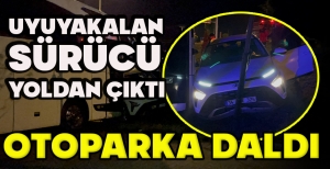 UYUYAKALAN SÜRÜCÜ YOLDAN ÇIKTI... OTOPARKA DALDI