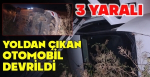 YOLDAN ÇIKAN OTOMOBİL DEVRİLDİ: 3 YARALI