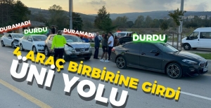 ZİNCİRLEME KAZADA 4 ARAÇ BİRBİRİNE GİRDİ