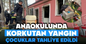 BOLU'DA ANAOKULUNDA YANGIN....