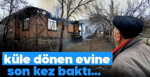 BOLU'DA EV VE AHIR KÜLE DÖNDÜ... EVİ YANAN VATANDAŞ, EVİNE SON KEZ BAKTI...