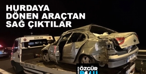 BOLU'DA FECİ KAZA... BARİYERE ÇARPAN ARAÇ HURDAYA DÖNDÜ