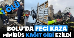 BOLU'DA FECİ KAZA... MİNİBÜS TIRA ÇARPTI... ACI HABER