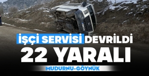 BOLU'DA İŞÇİ SERVİSİ DEVRİLDİ... 22 YARALI...