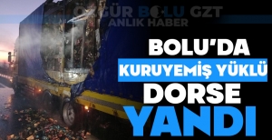 BOLU'DA KURUYEMİŞ YÜKLÜ DORSE YANDI