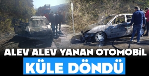 BOLU'DA YANGIN ÇIKAN OTOMOBİL, KÜLE DÖNDÜ....