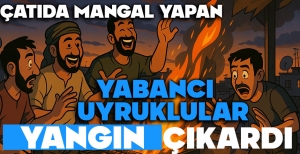 ÇATIDA MANGAL YAPAN YABANCI UYRUKLULAR YANGIN ÇIKARDI