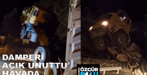 DAMPERİ AÇIK KAMYON KGYS DİREĞİNE ÇARPTI