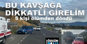 İKİ OTOMOBİL ÇARPIŞTI, 5 KİŞİ YARALANDI