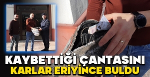 KAYBETTİĞİ ÇANTASINI KARLAR ERİYİNCE BULDU
