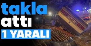 KAYGANLAŞAN YOLDA TAKLA ATTI.. SÜRÜCÜLER DİKKAT....