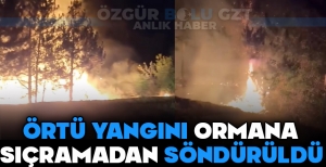 ÖRTÜ YANGINI ORMANA SIÇRAMADAN SÖNDÜRÜLDÜ
