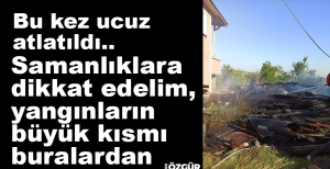 SAMANLIKTAKİ YANGIN ÇEVREYE SIÇRAMADAN ÖNLENDİ