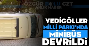 YEDİGÖLLER MİLLİ PARKI'NDA MİNİBÜS DEVRİLDİ