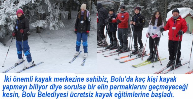 İLK KEZ KAYAK YAPMANIN KEYFİNİ YAŞADILAR