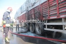 KERESTE YÜKLÜ TIR ALEV ALDI, UCUZ ATLATILDI