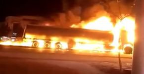KAYNAŞLI'DA TIR ALEV ALEV YANDI