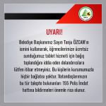 BOLU BELEDİYESİ'NDEN BOLU HALKINA UYARI !