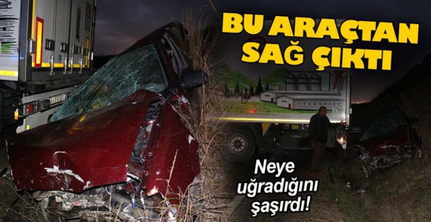 TIR OTOMOBİLİ HURDAYA ÇEVİRDİ