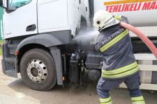 BOLU'DA MAZOT YÜKLÜ TANKERDE YANGIN ÇIKTI