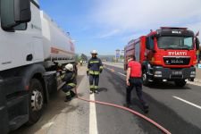 BOLU'DA MAZOT YÜKLÜ TANKERDE YANGIN ÇIKTI