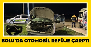 BOLU'DA OTOMOBİL REFÜJE ÇARPTI