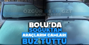 BOLU'DA SOĞUKTAN ARAÇLARIN CAMLARI BUZ TUTTU