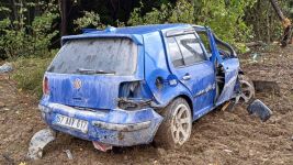 BOLU'DA TARLAYA UÇAN OTOMOBİL HURDAYA DÖNDÜ...