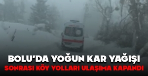 BOLU'DA YOĞUN KAR YAĞIŞI KÖY YOLLARINI KAPATTI
